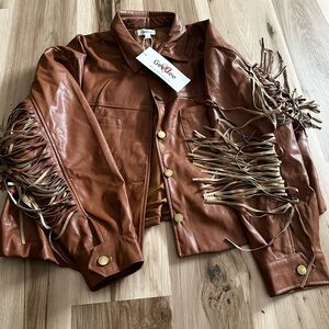 Brand new foe leather fringe jacket